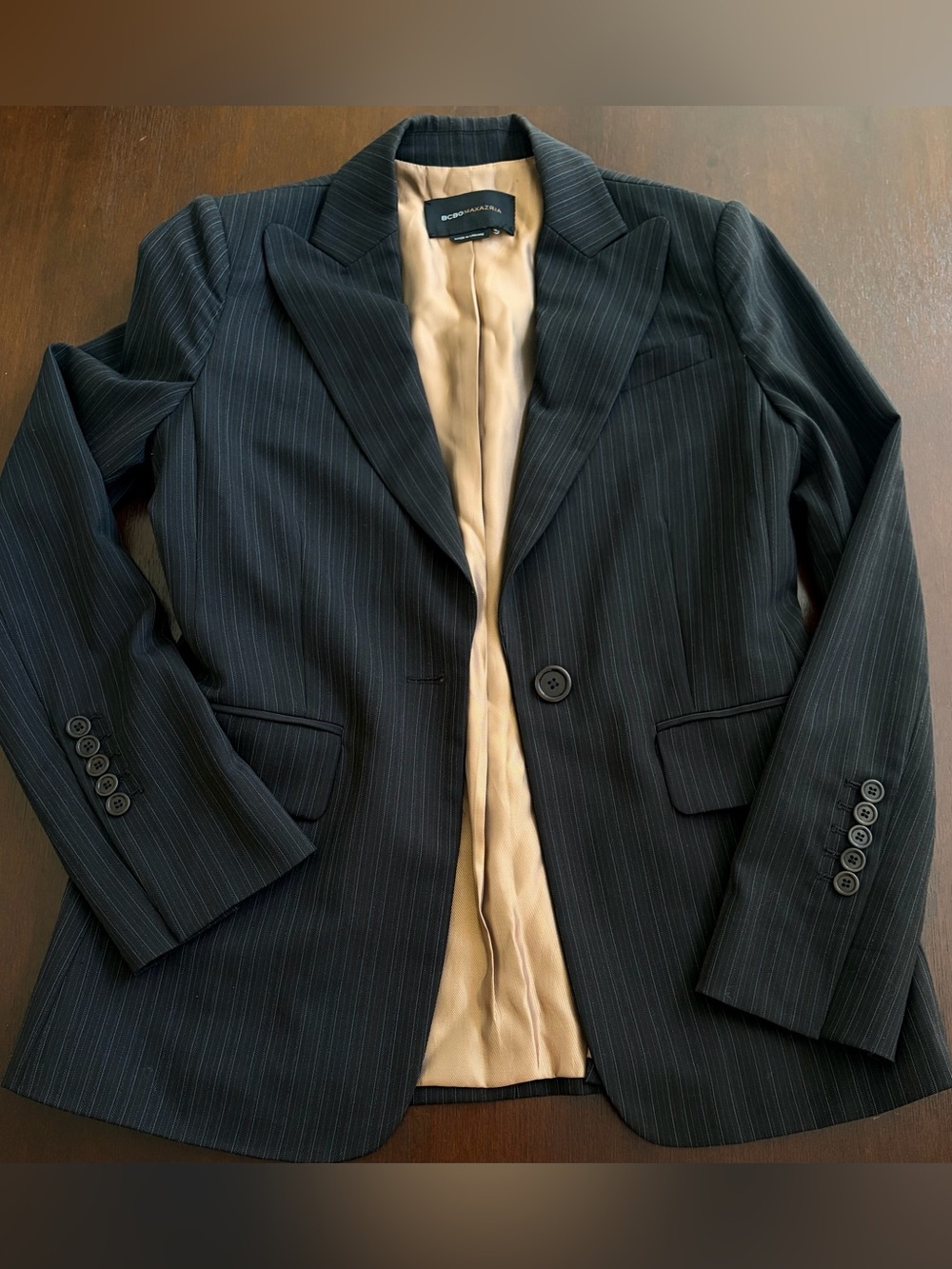BCBGMAXAZRIA pinstripe blazer black gray brown size 2 4